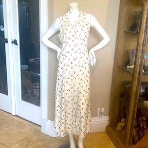 Vintage Victoria Ashley Cherry Cherries Print Button Down Sleeveless Dress Sz 7